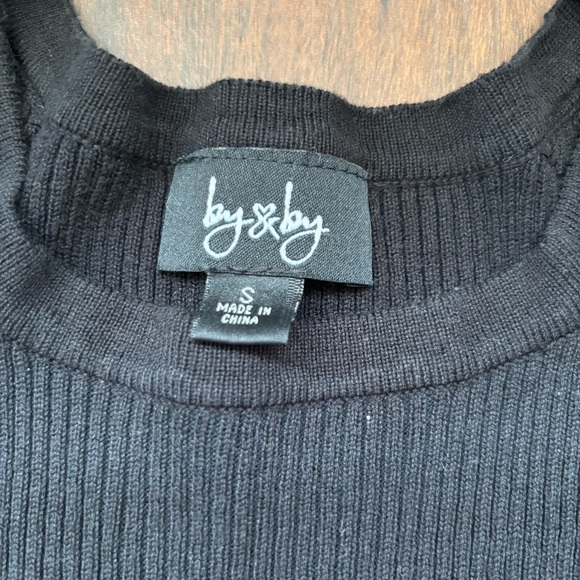 By & By Black Long Sleeve Ribbed Sweater Dress Size Small - Picture 4 of 6